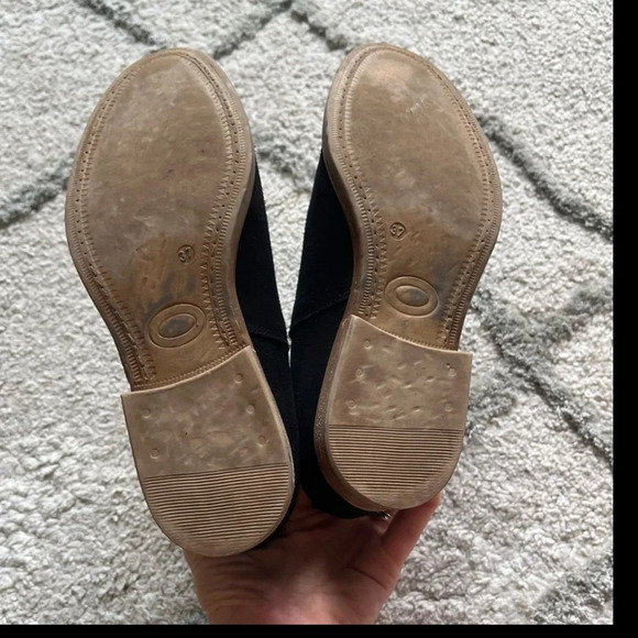 Anthropologie HOWSTY Nyla Suede Pull On Ankle Boots black western 37 / 6.5 - Picture 9 of 11